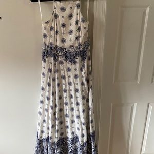 Lulus white and blue maxi dress